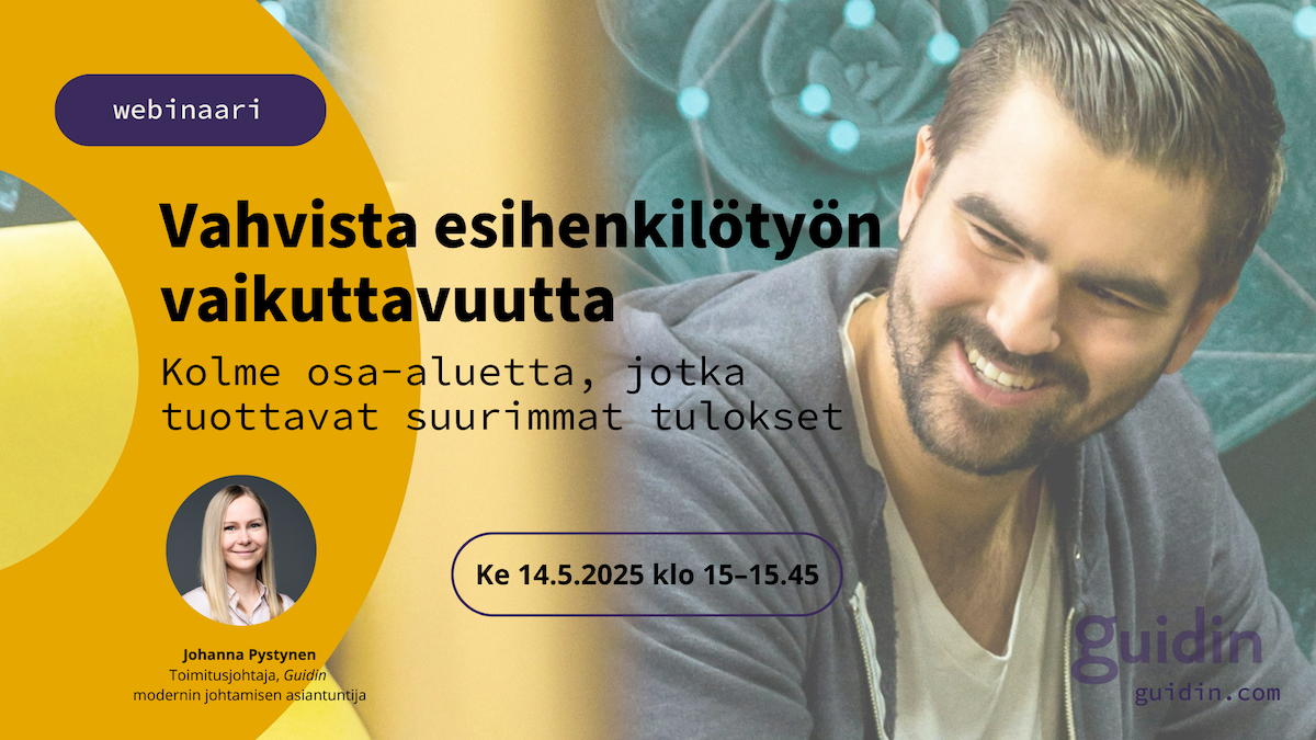 Webinaarin mainoskuva, jossa webinaarin otsikko, ajankohta sekä kuva puhujasta Johanna Pystynen.